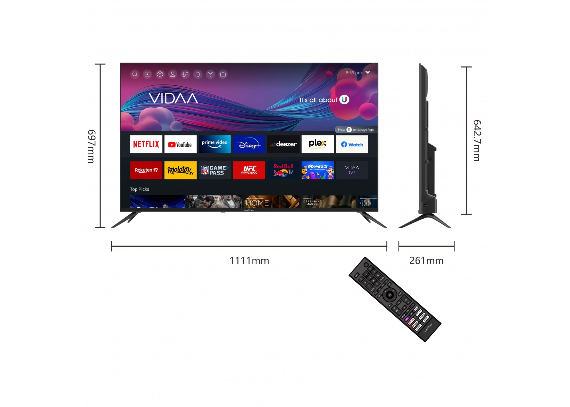 50 v1 4k uhd led vidaa smart tv